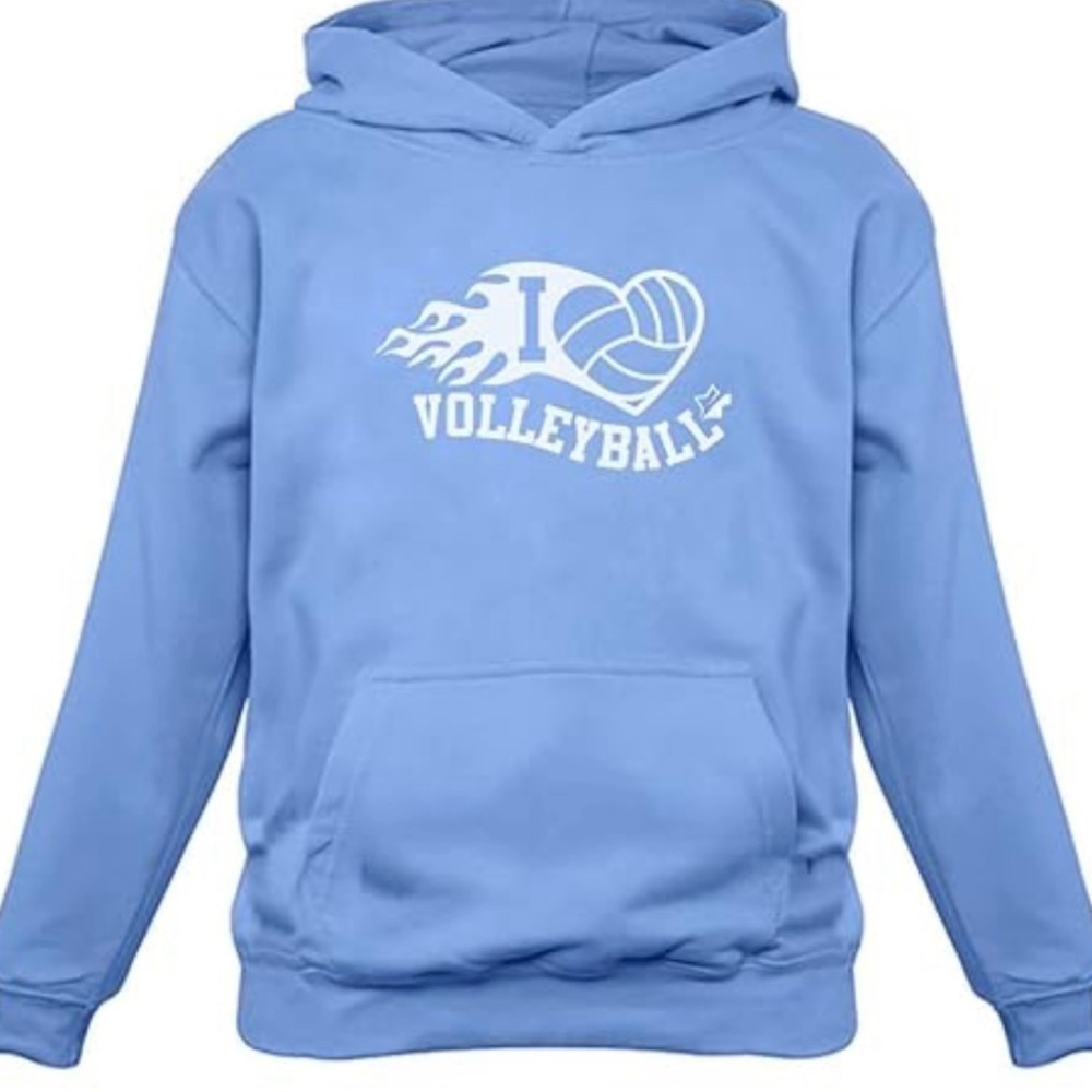 I Love Volleyball Powder‎ Blue Hoodie Sweatshirt